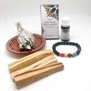 7 CHAKRA HEALING BRACELET, SET SANDALWOOD OÍL.